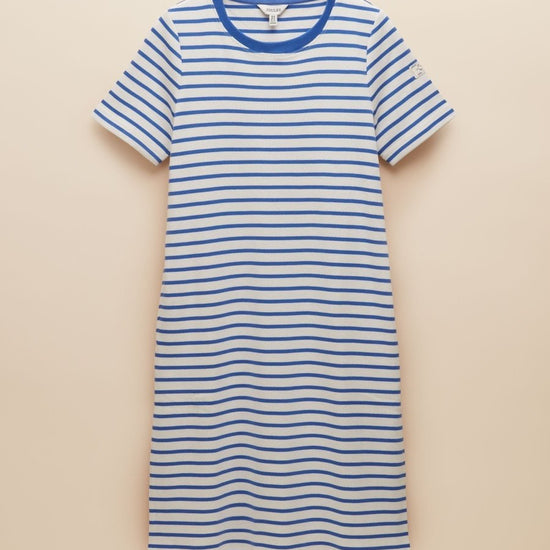 Eden Blue Striped Short Sleeve Jersey Dress - RUTHERFORD & Co