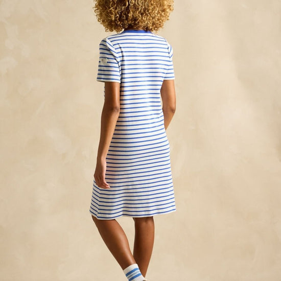 Eden Blue Striped Short Sleeve Jersey Dress - RUTHERFORD & Co