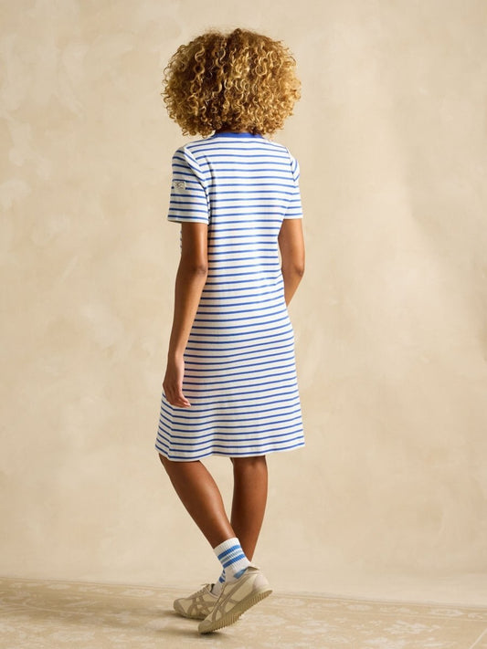 Eden Blue Striped Short Sleeve Jersey Dress - RUTHERFORD & Co