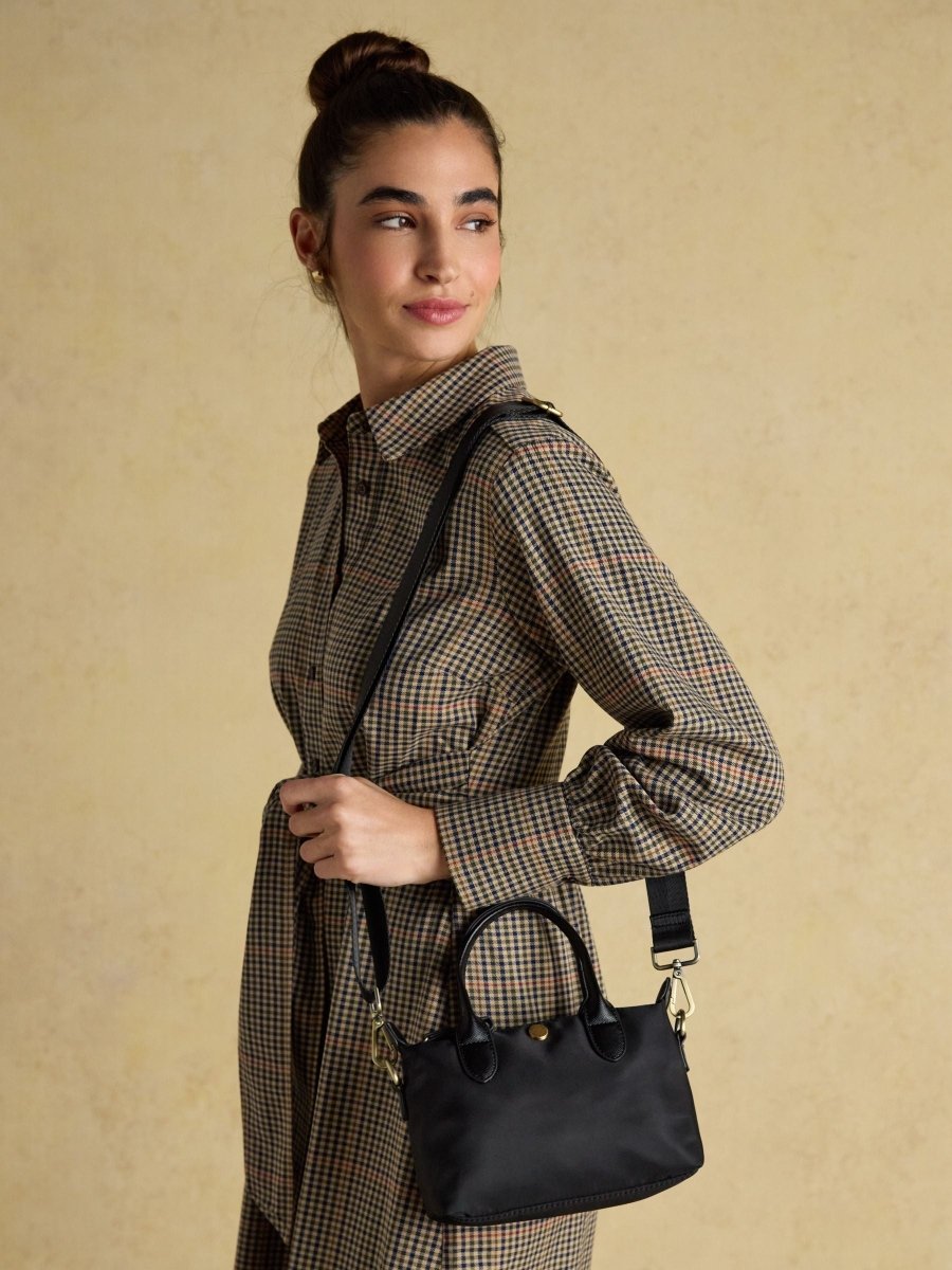 Edie Black Ecru Check Crossbody Bag - RUTHERFORD & Co