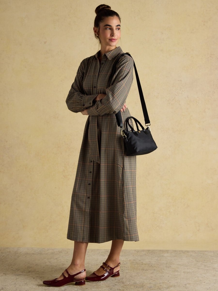 Edie Black Ecru Check Crossbody Bag - RUTHERFORD & Co