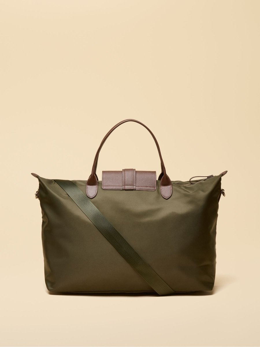 Edie Khaki Green Weekend Bag with Shoulder Strap - RUTHERFORD & Co