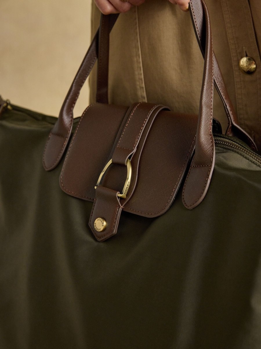 Edie Khaki Green Weekend Bag with Shoulder Strap - RUTHERFORD & Co