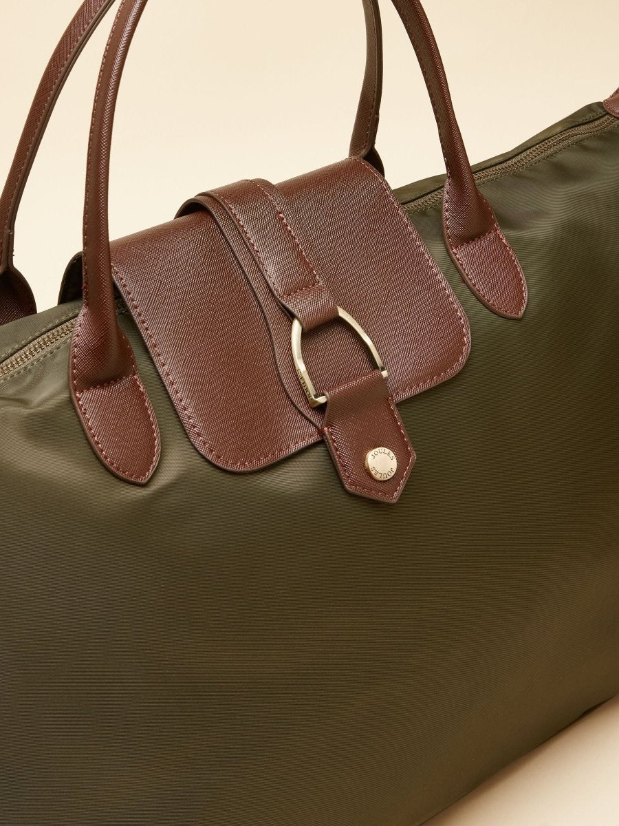 Edie Khaki Green Weekend Bag with Shoulder Strap - RUTHERFORD & Co