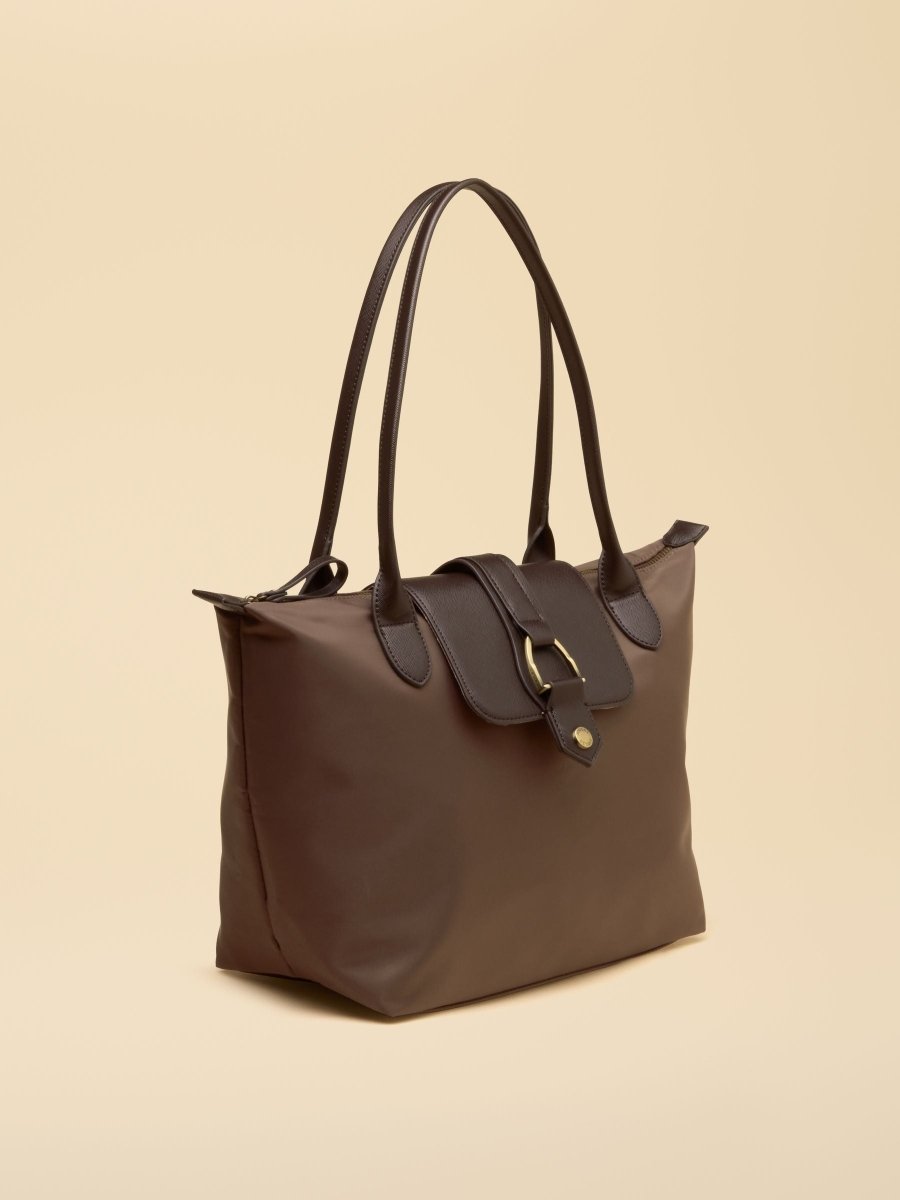 Edie Mocha Brown Zip Top Shopper Bag - RUTHERFORD & Co