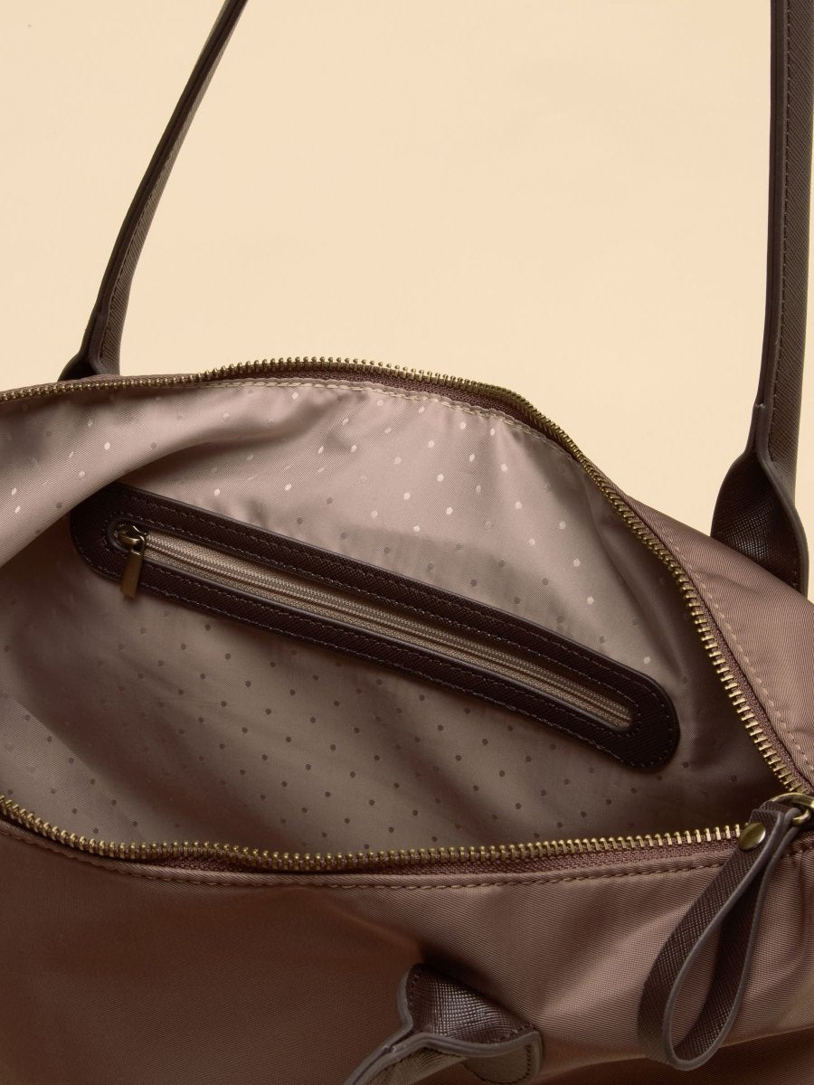 Edie Mocha Brown Zip Top Shopper Bag - RUTHERFORD & Co