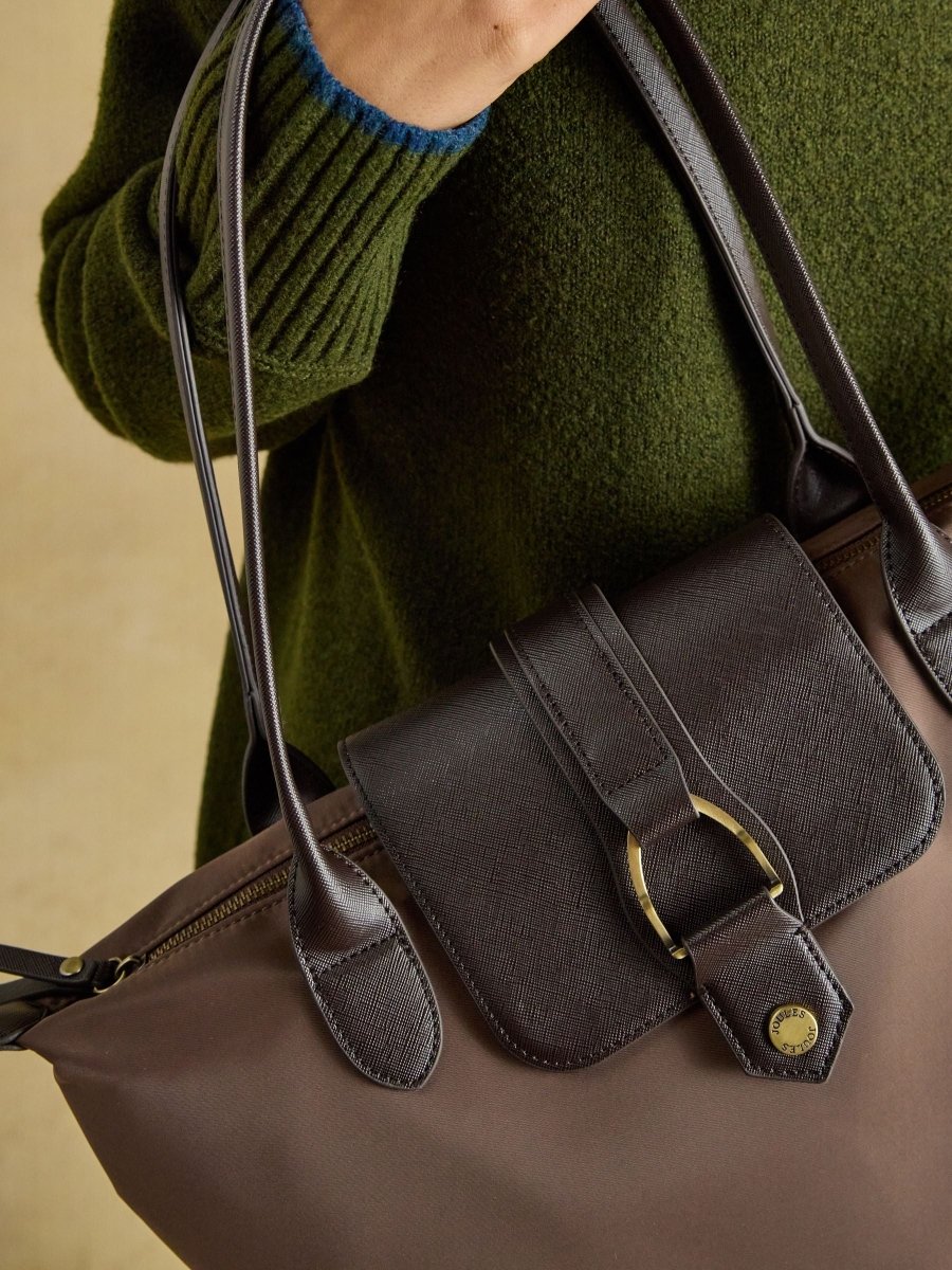 Edie Mocha Brown Zip Top Shopper Bag - RUTHERFORD & Co