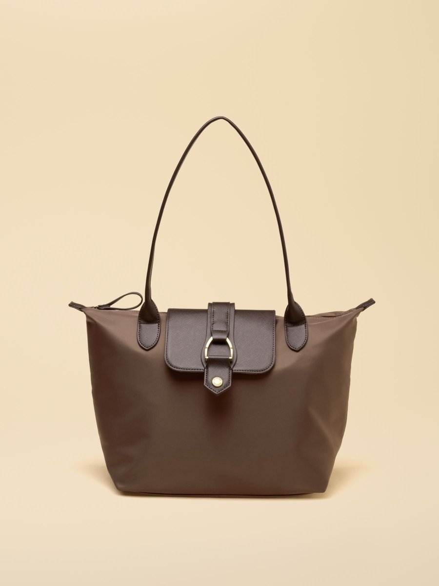 Edie Mocha Brown Zip Top Shopper Bag - RUTHERFORD & Co