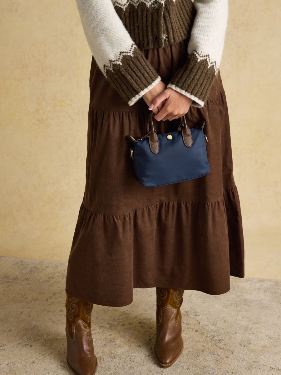 Edie Navy Ecru Check Crossbody Bag - RUTHERFORD & Co