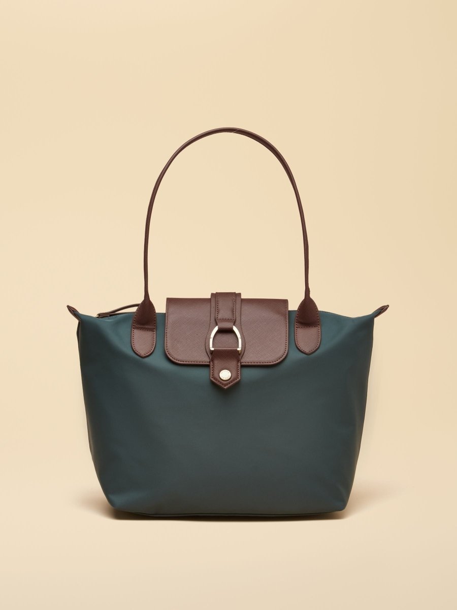 Edie Zip Top Shopper Bag - Bottle Green - RUTHERFORD & Co