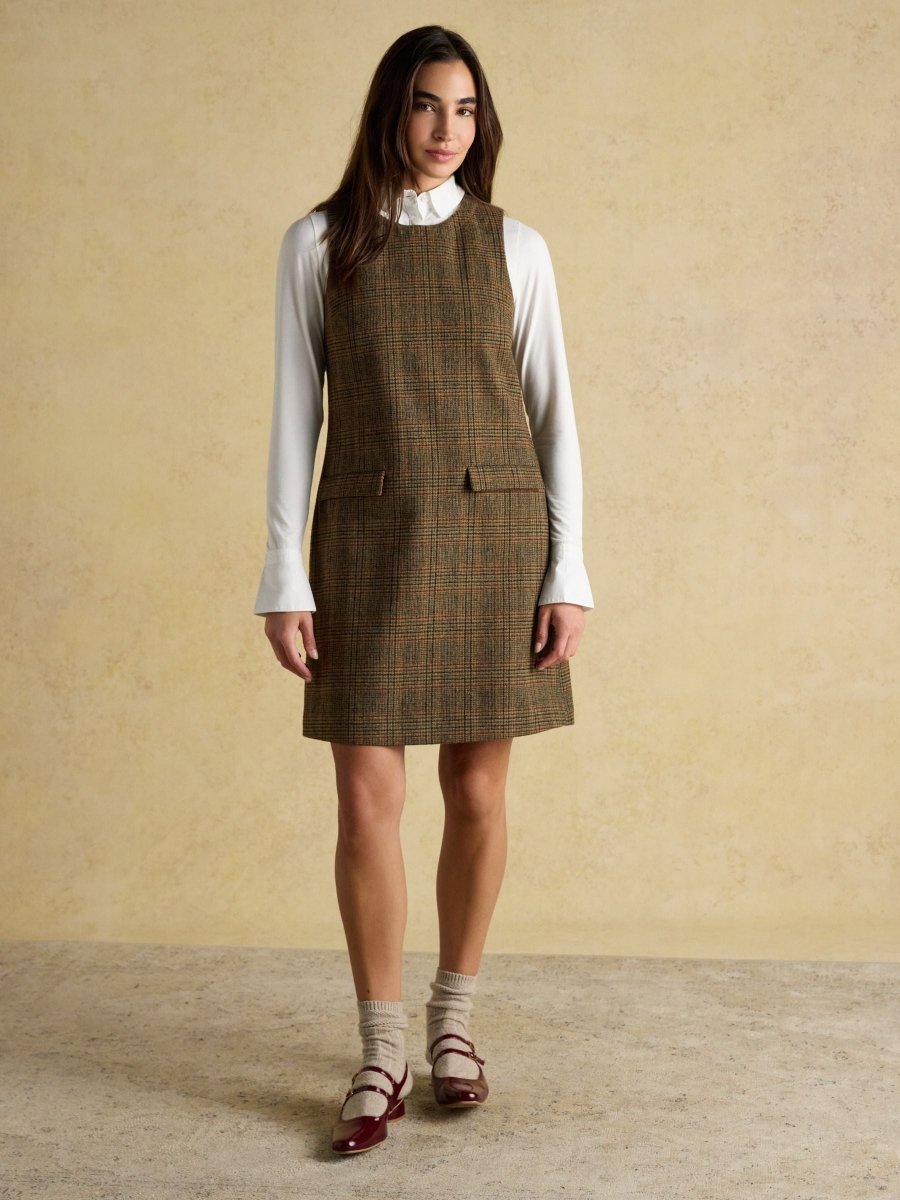 Edwina Brown Shift Tweed Dress - RUTHERFORD & Co