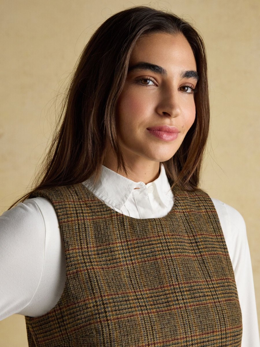 Edwina Brown Shift Tweed Dress - RUTHERFORD & Co