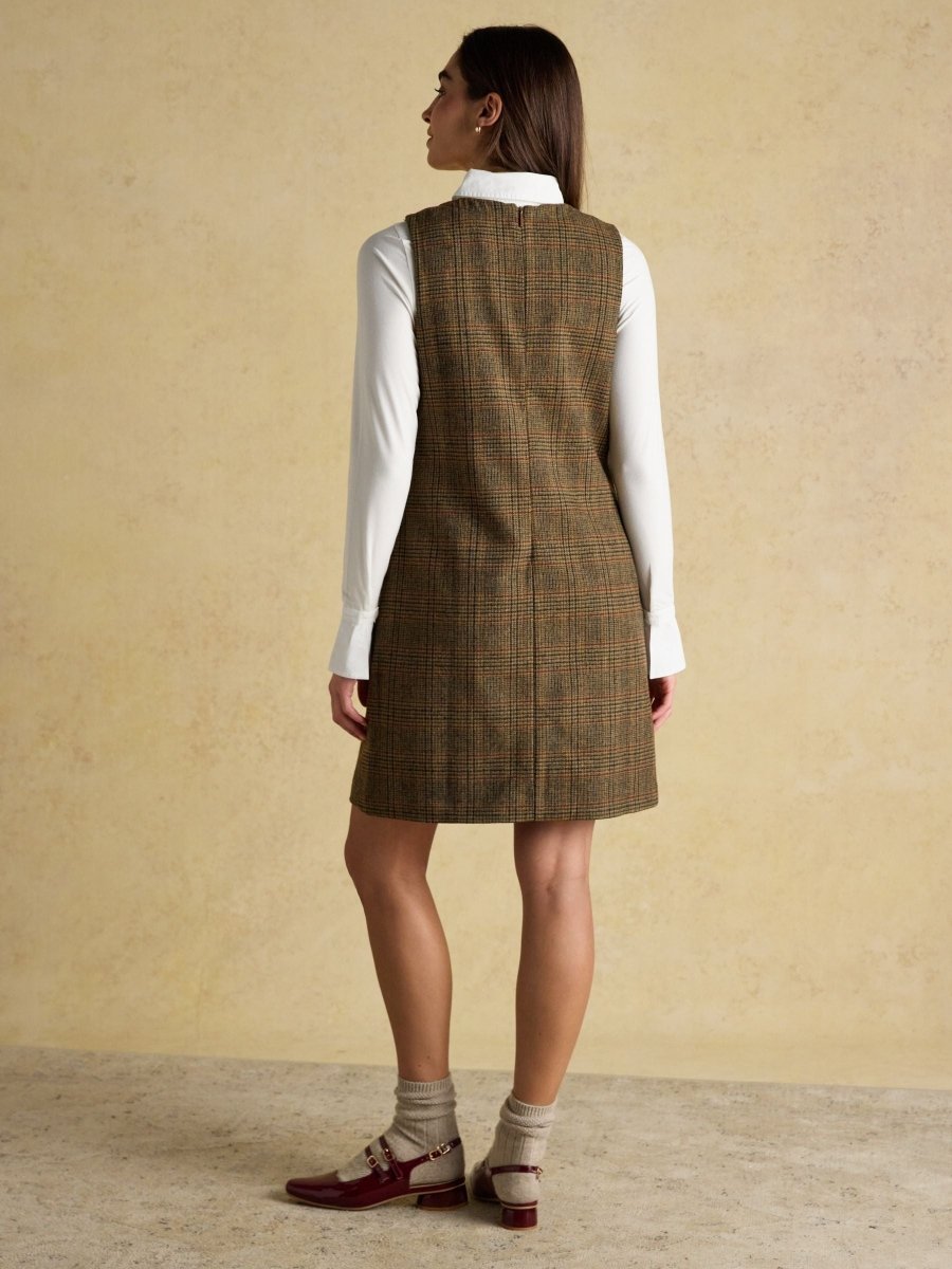 Edwina Brown Shift Tweed Dress - RUTHERFORD & Co