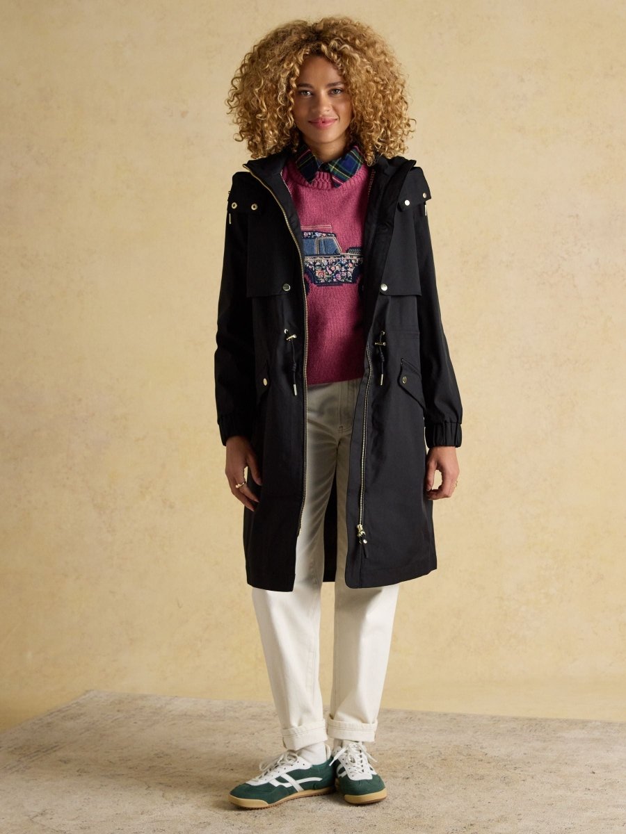 Elbridge Black Waterproof coat with Hood - RUTHERFORD & Co