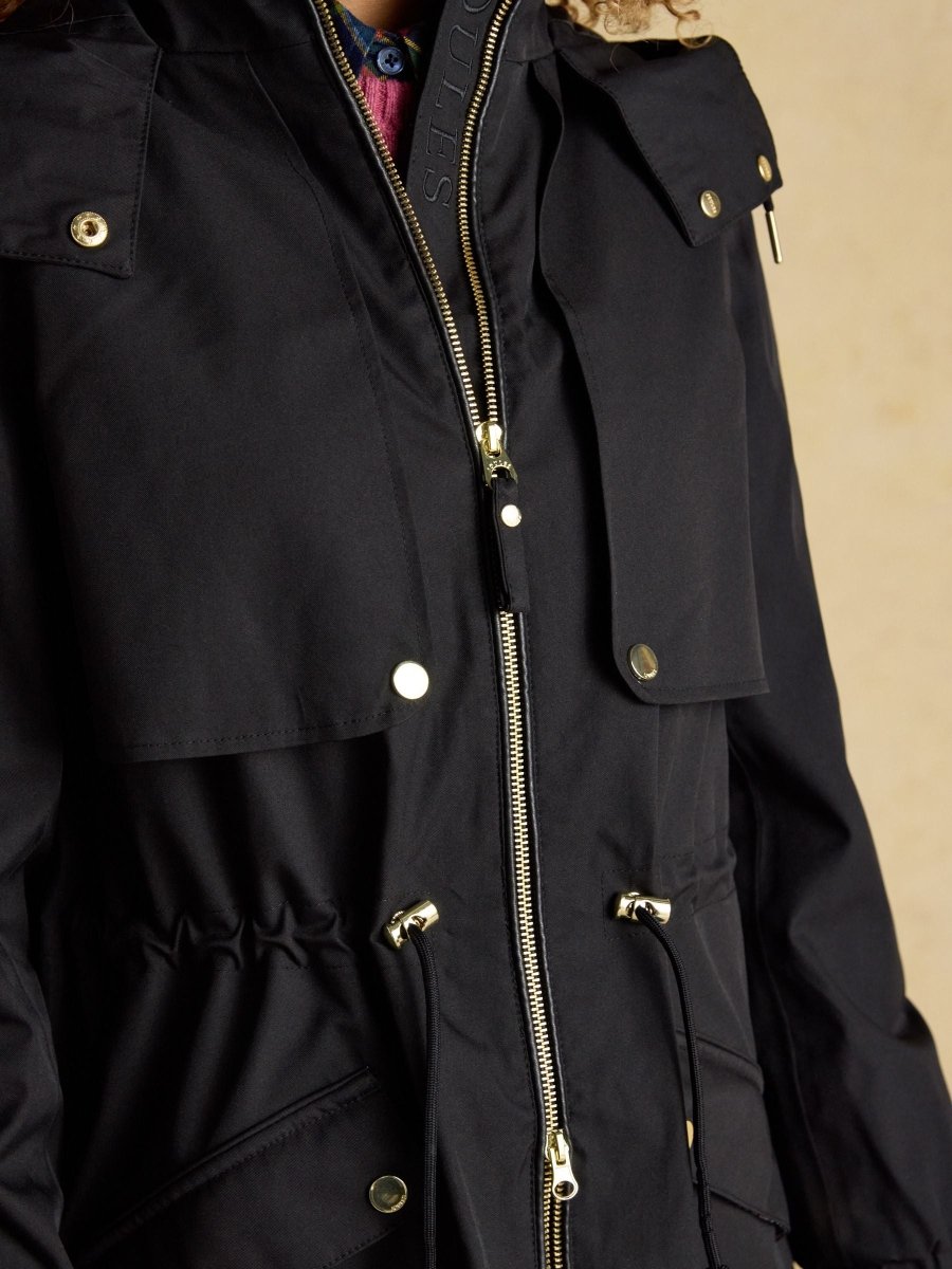 Elbridge Black Waterproof coat with Hood - RUTHERFORD & Co