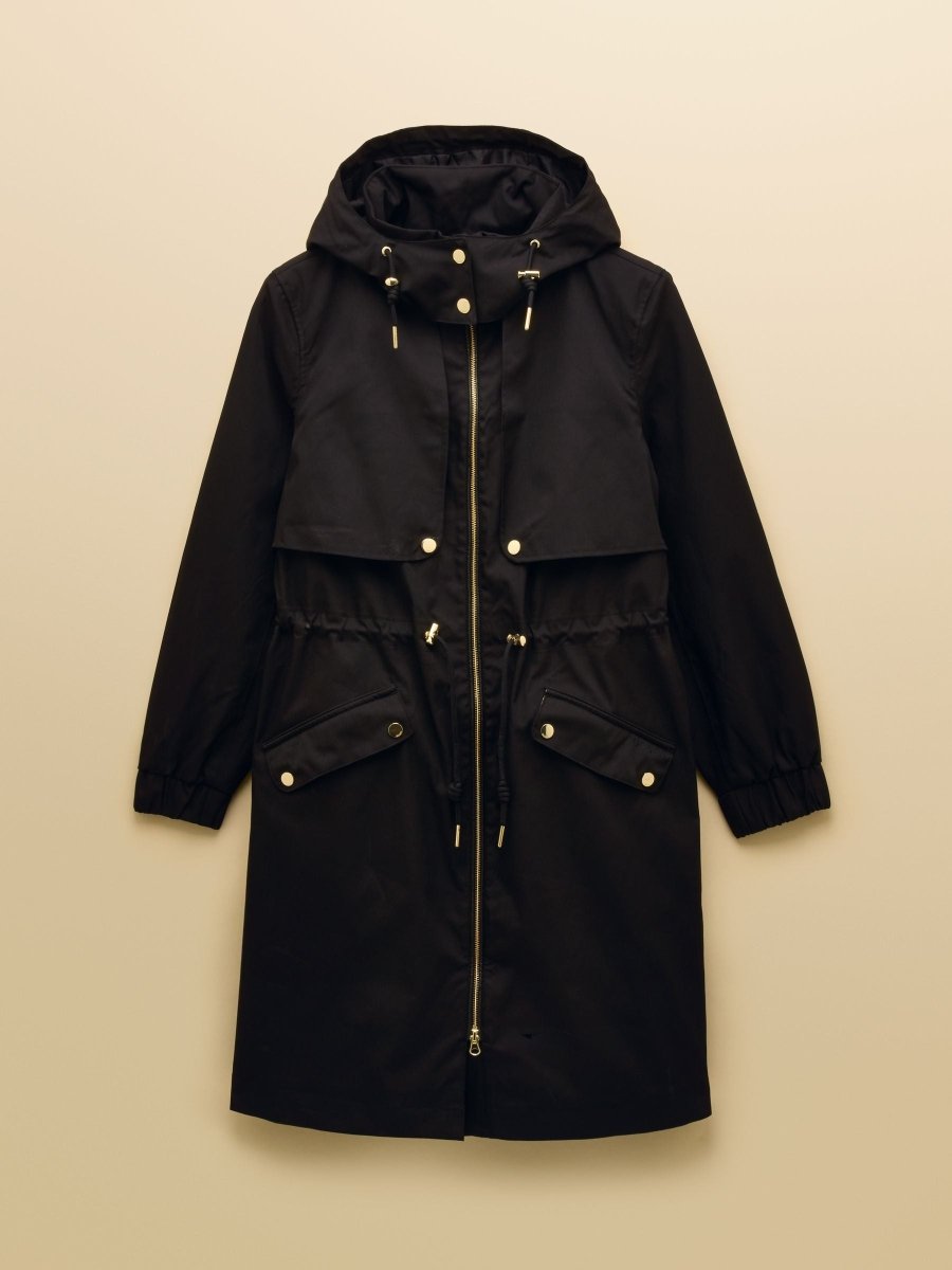 Elbridge Black Waterproof coat with Hood - RUTHERFORD & Co