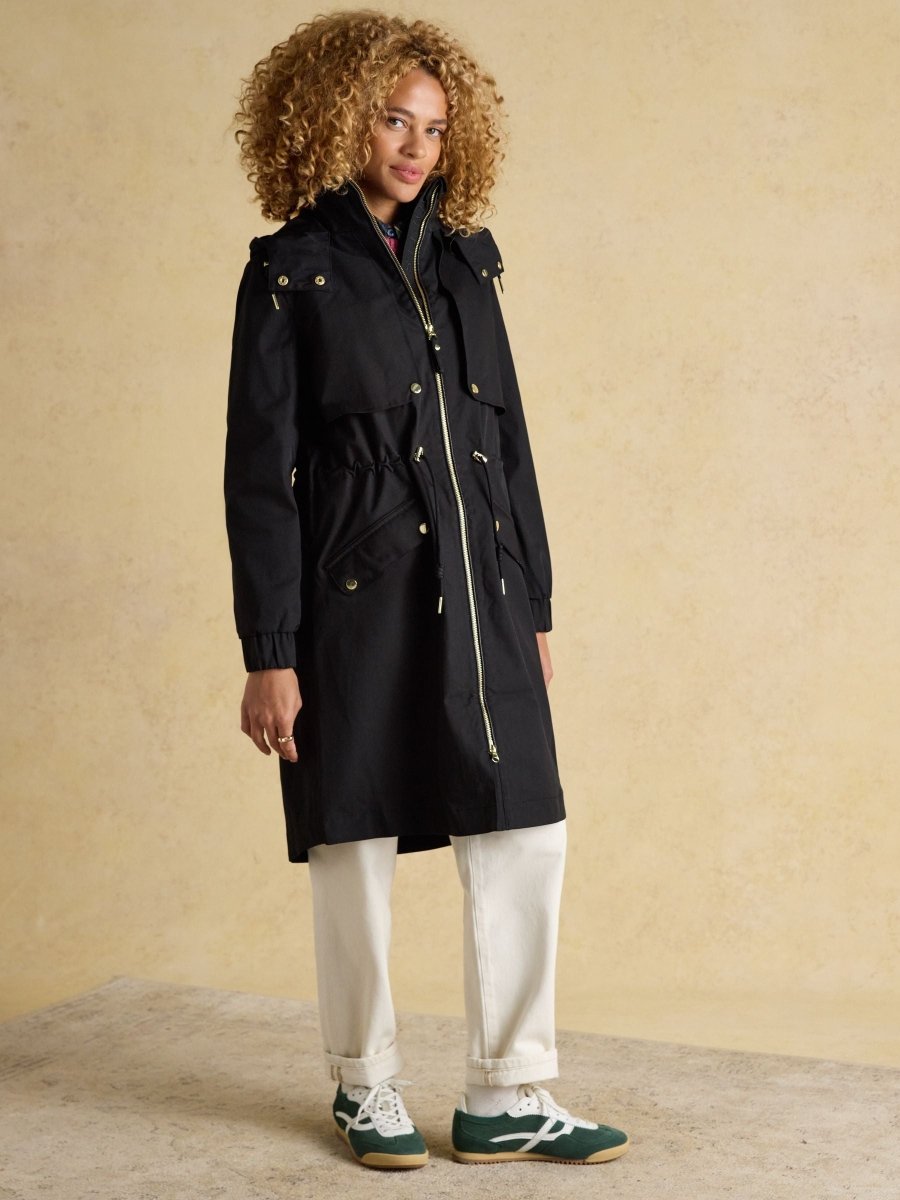 Elbridge Black Waterproof coat with Hood - RUTHERFORD & Co