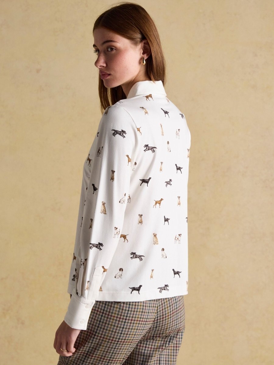 Eleanor Tomlinson White Dogs Cotton - Rich Jersey Shirt - RUTHERFORD & Co