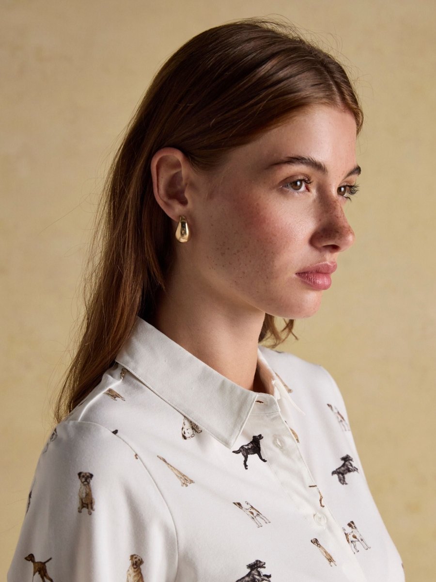 Eleanor Tomlinson White Dogs Cotton - Rich Jersey Shirt - RUTHERFORD & Co