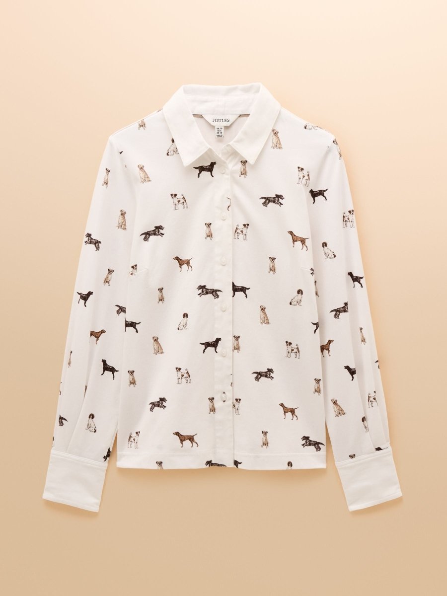 Eleanor Tomlinson White Dogs Cotton - Rich Jersey Shirt - RUTHERFORD & Co