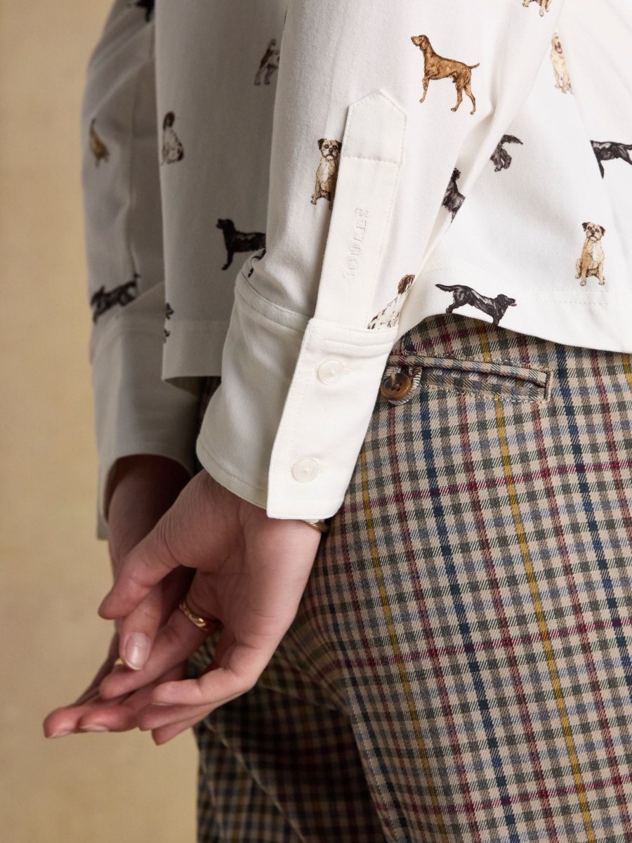 Eleanor Tomlinson White Dogs Cotton - Rich Jersey Shirt - RUTHERFORD & Co
