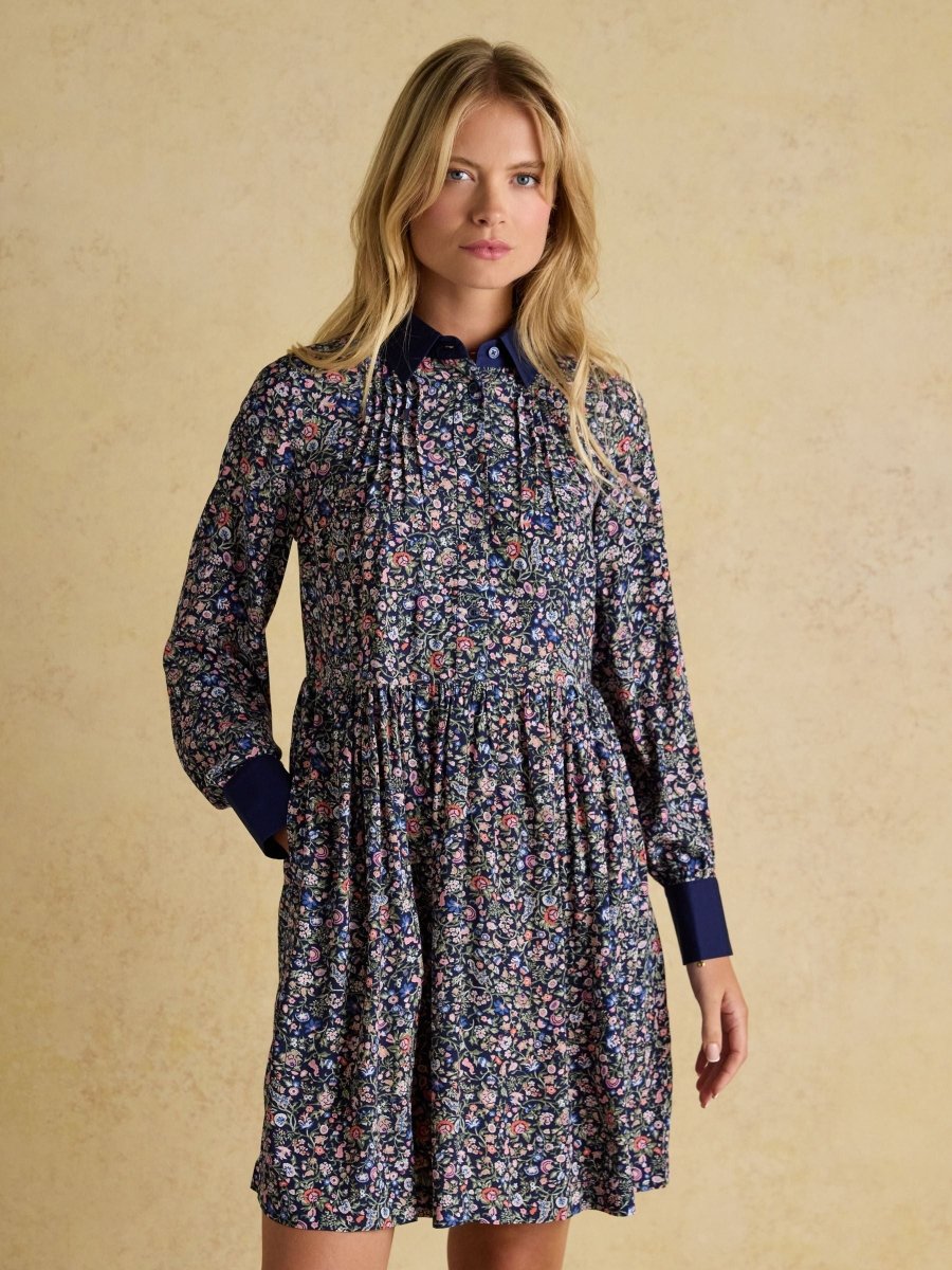 Eleanora Navy Ditsy Shirt Dress - RUTHERFORD & Co