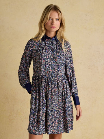 Eleanora Navy Ditsy Shirt Dress - RUTHERFORD & Co