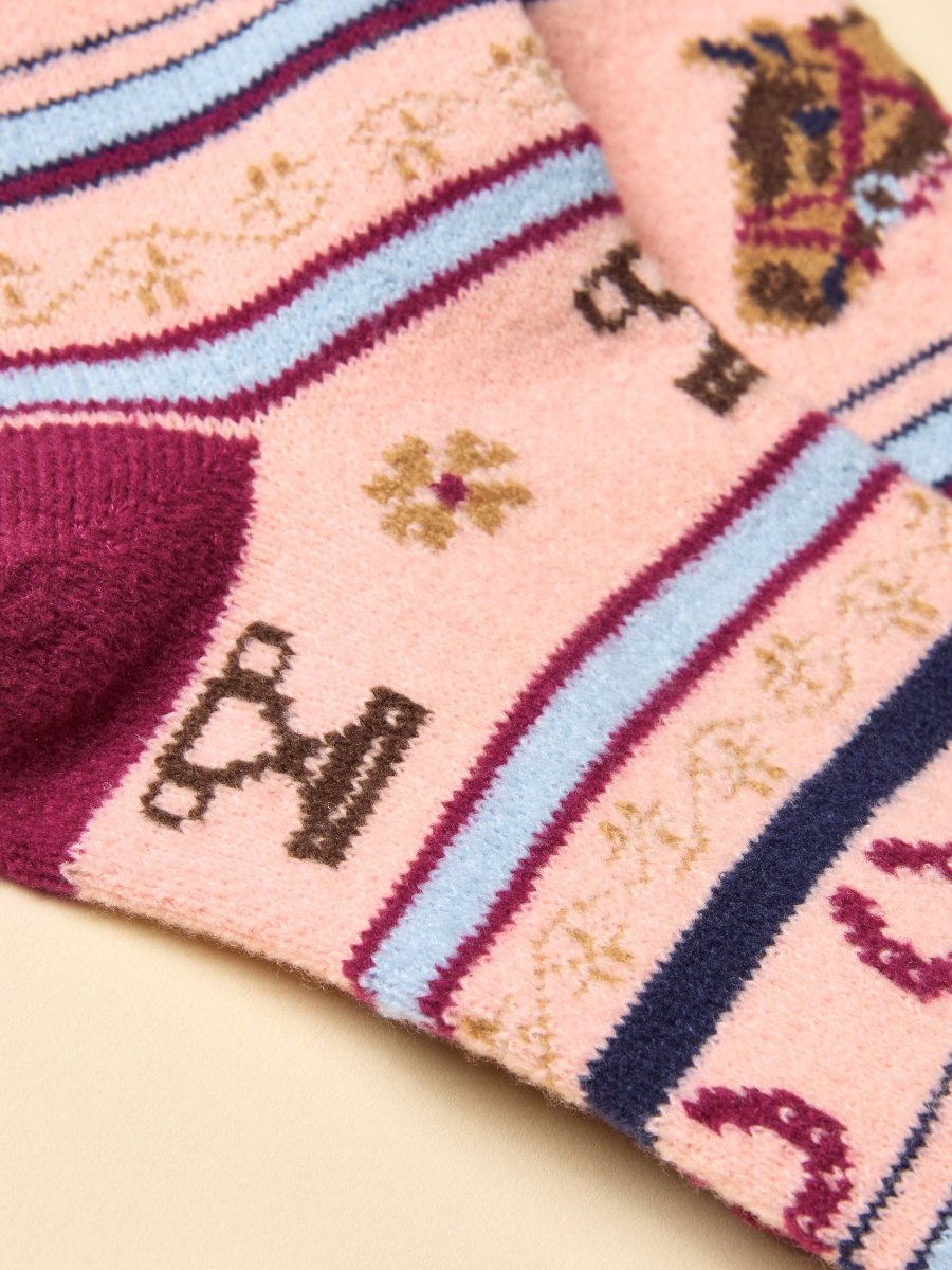 Ellis Pink Fairisle Cosy Socks - RUTHERFORD & Co