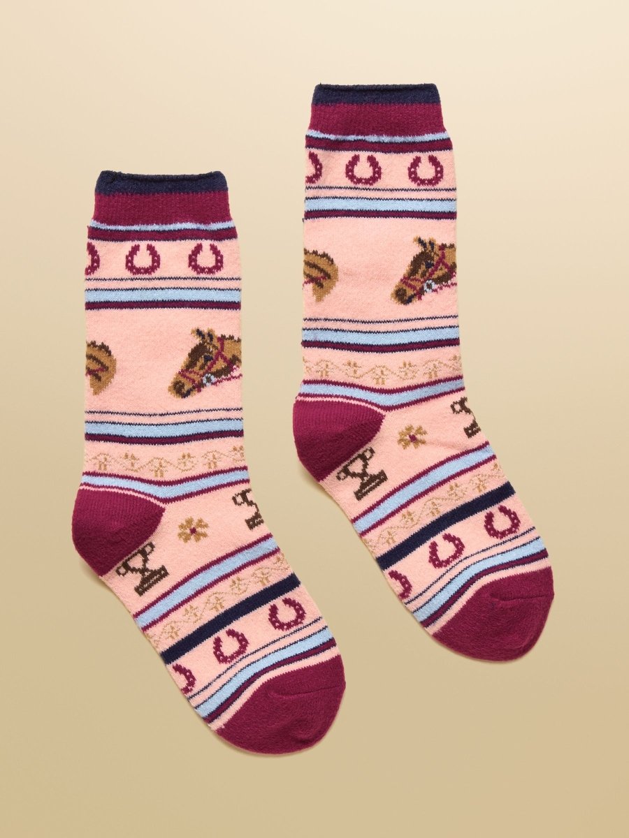 Ellis Pink Fairisle Cosy Socks - RUTHERFORD & Co