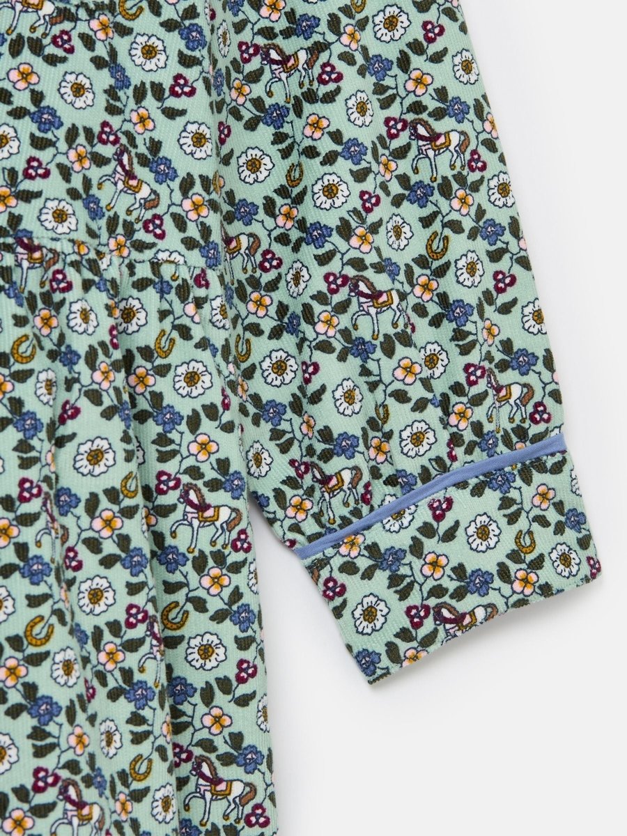 Elodie Blue Ditsy Print Corduroy Shirt Dress - RUTHERFORD & Co