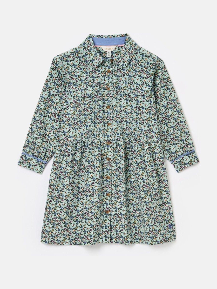 Elodie Blue Ditsy Print Corduroy Shirt Dress - RUTHERFORD & Co