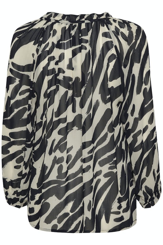 ElsiaPW Bl Blouse - Dark Navy Brush Print - RUTHERFORD & Co
