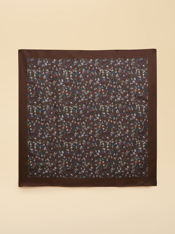 Elsie Chocolate Brown Small Square 100% Scarf - RUTHERFORD & Co