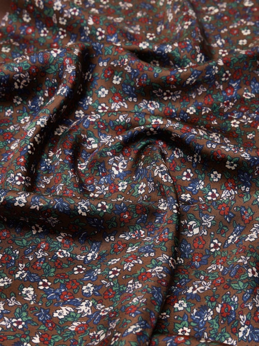Elsie Chocolate Brown Small Square 100% Scarf - RUTHERFORD & Co