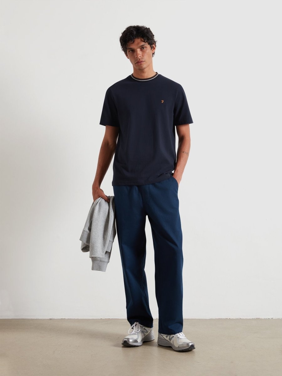 Elton Tipped Pique T-Shirt In True Navy - RUTHERFORD & Co