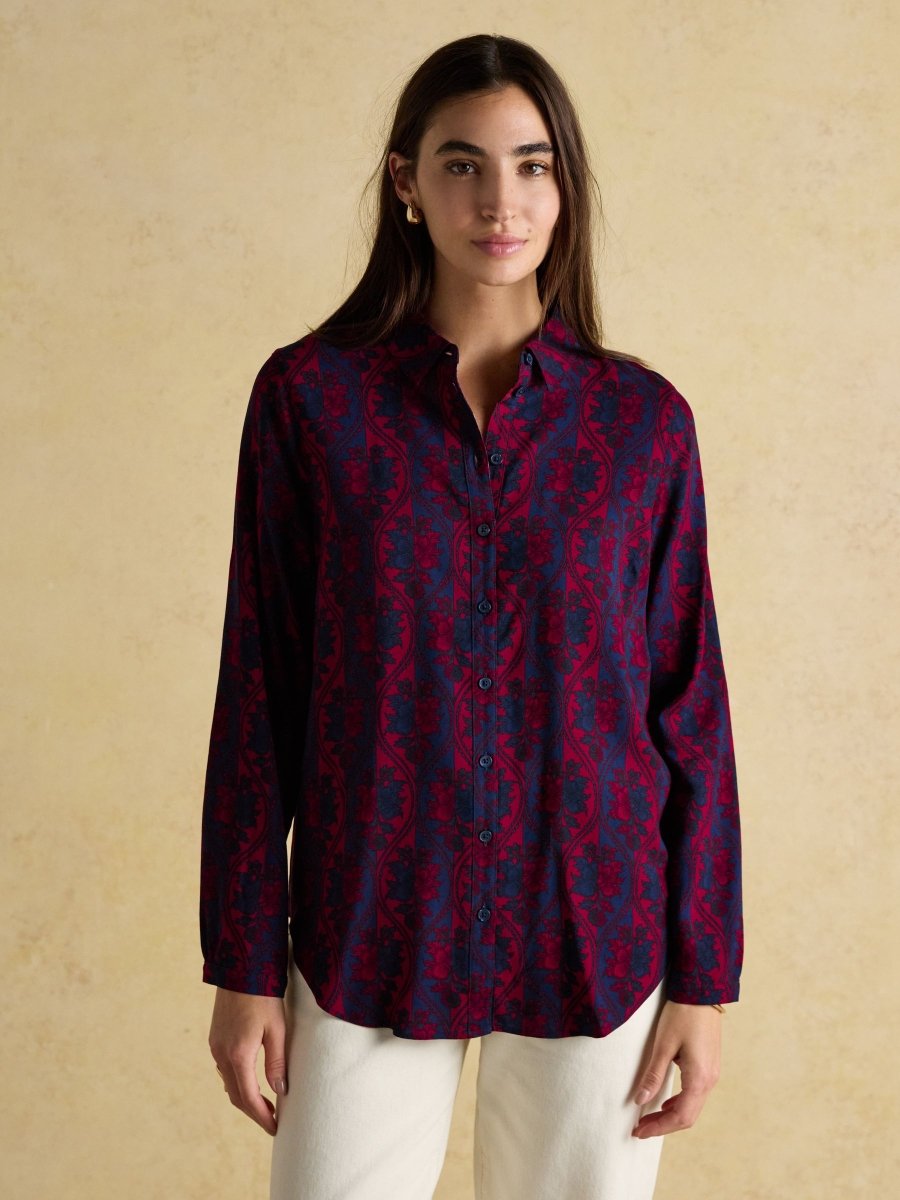 Elvina Burgundy Printed Relaxed Fit Shirt - RUTHERFORD & Co