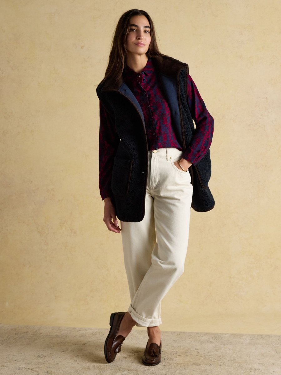 Elvina Burgundy Printed Relaxed Fit Shirt - RUTHERFORD & Co