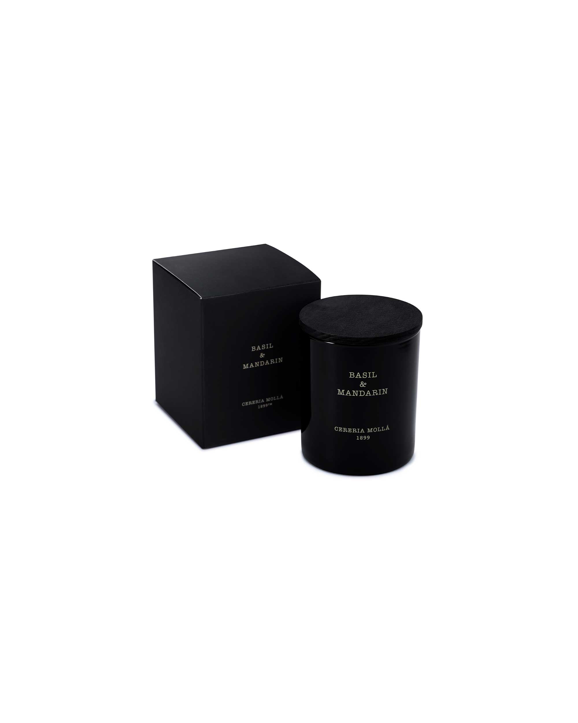 Premium Candle 230g - Basil & Mandarin - Black