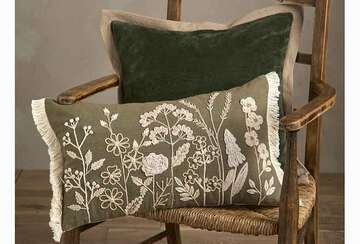 Embroidered Meadow Cushion - RUTHERFORD & Co