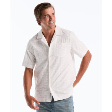 Embroidered Penguin Short Sleeve Shirt In Bright White - RUTHERFORD & Co
