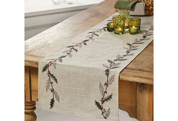 Embroidered Winter Foliage Runner - RUTHERFORD & Co