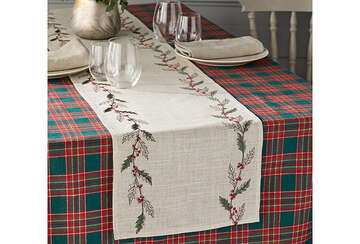 Embroidered Winter Foliage Runner - RUTHERFORD & Co