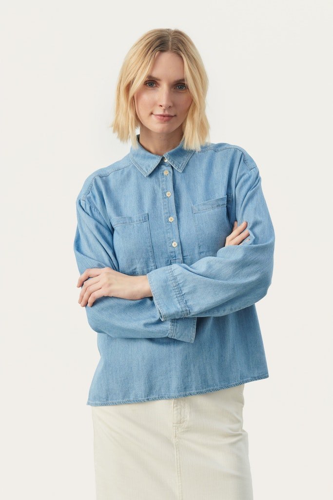 EmmarosePW Sh Shirt - Light Blue Denim - RUTHERFORD & Co