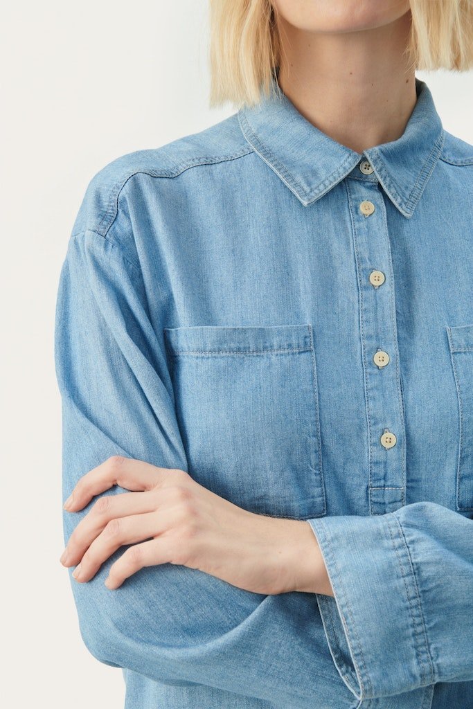 EmmarosePW Sh Shirt - Light Blue Denim - RUTHERFORD & Co