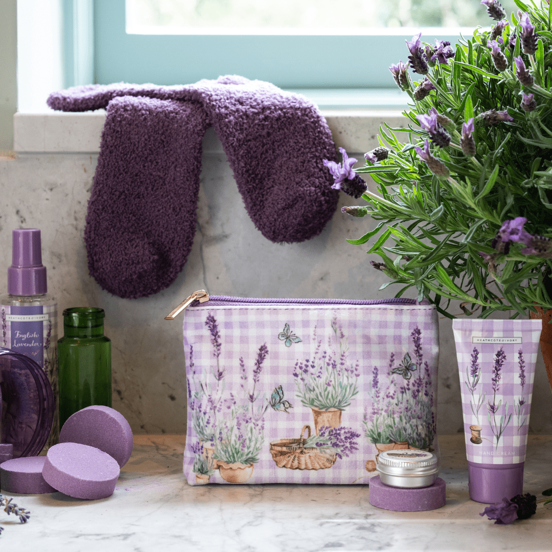 English Lavender Velvet Cosmetic Purse Set - RUTHERFORD & Co