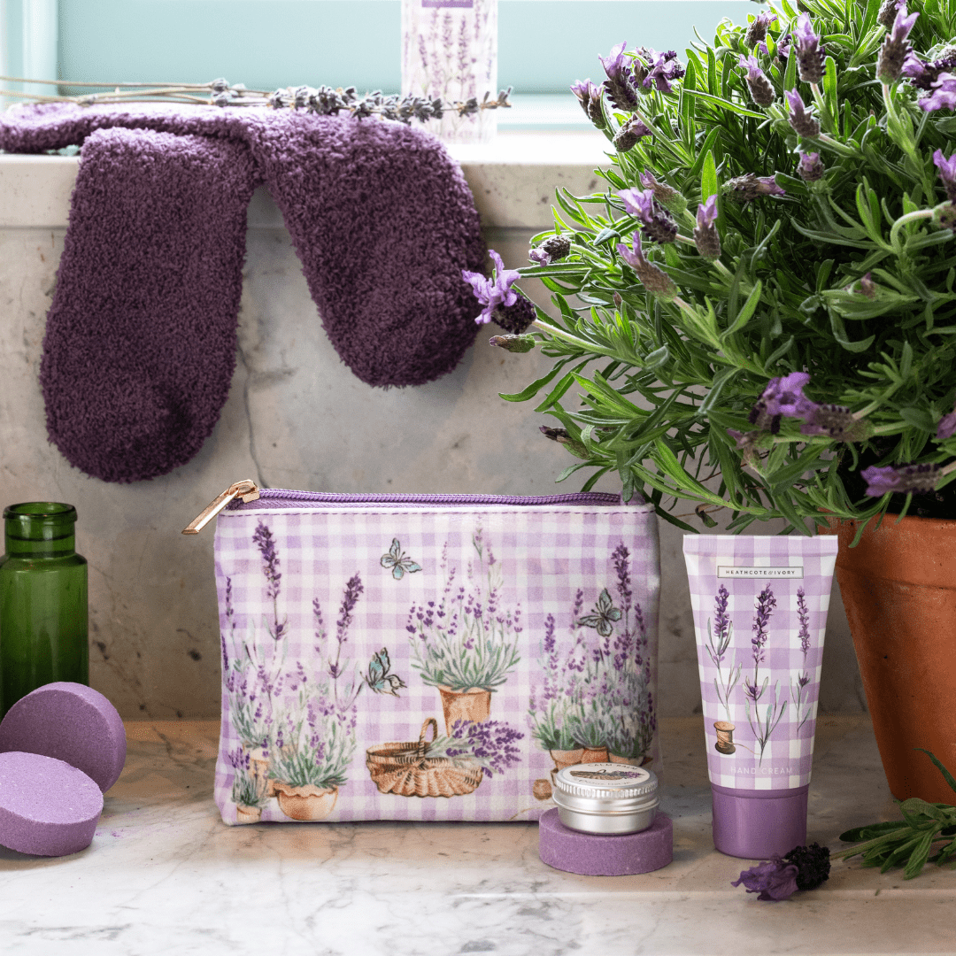 English Lavender Velvet Cosmetic Purse Set - RUTHERFORD & Co