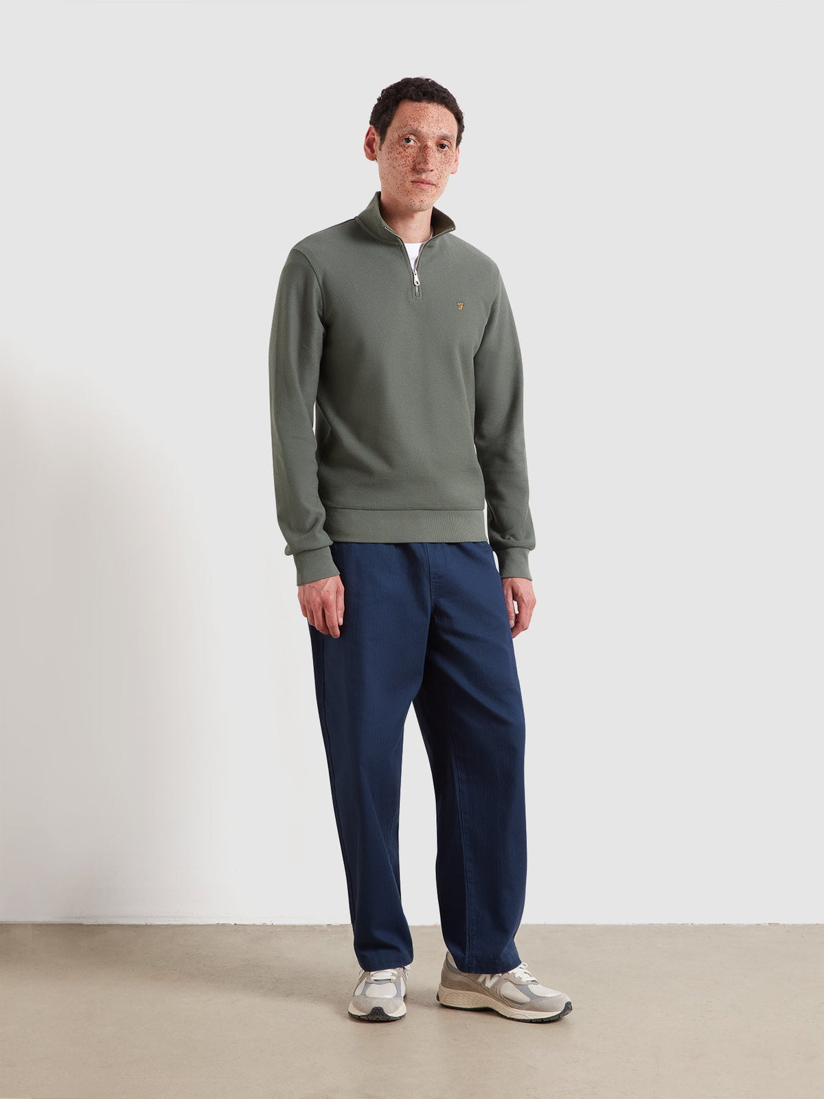 Conrad Textured Quarter Zip Sweatshirt In Rosemary