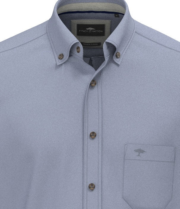 Essential Herringbone Shirt - Air Blue - RUTHERFORD & Co