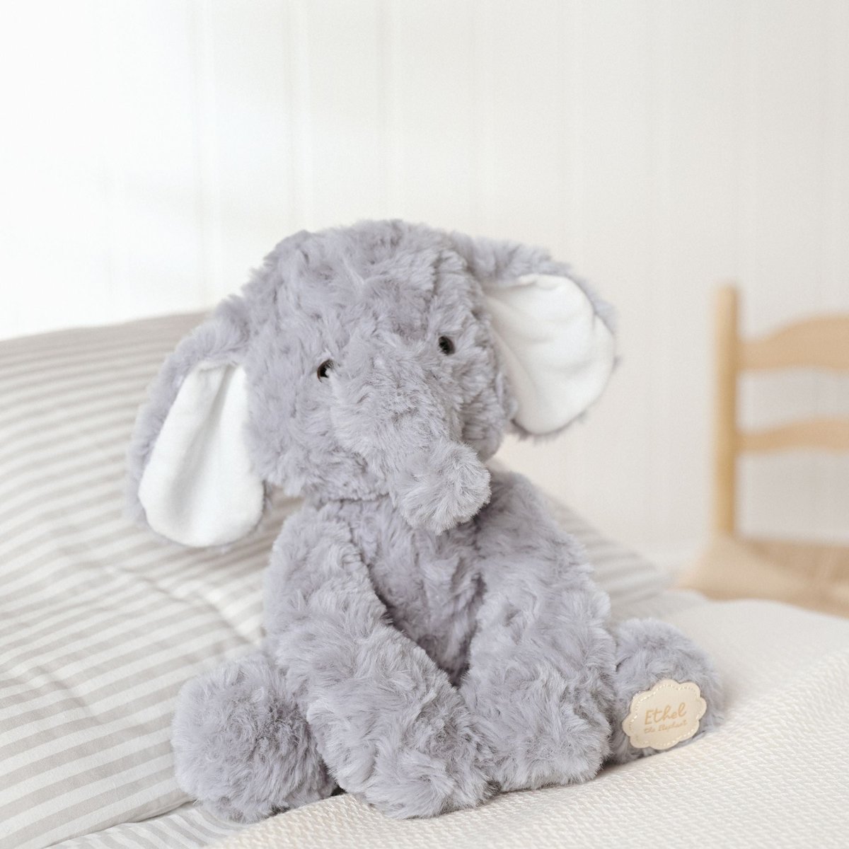 Ethel The Plush Sitting Grey Elephant 22 cm - RUTHERFORD & Co