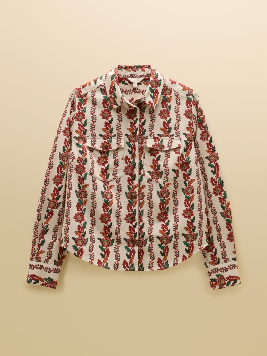 Evelyn Cream Floral Boxy Fit Shirt - RUTHERFORD & Co